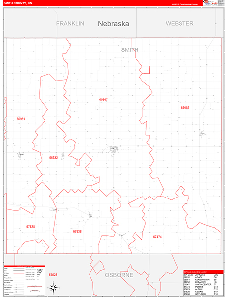 Smith County, KS Zip Code Map