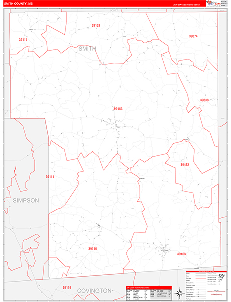 Smith County, MS Zip Code Map