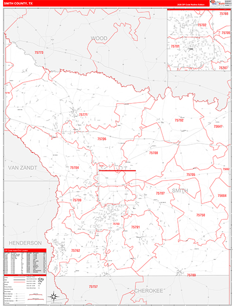 Smith County, TX Zip Code Map
