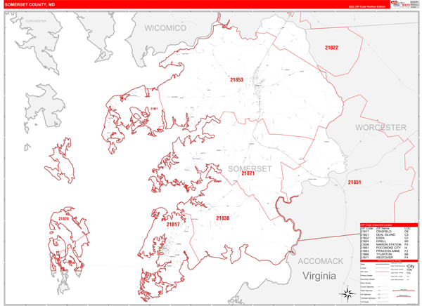 Somerset County Digital Map Red Line Style