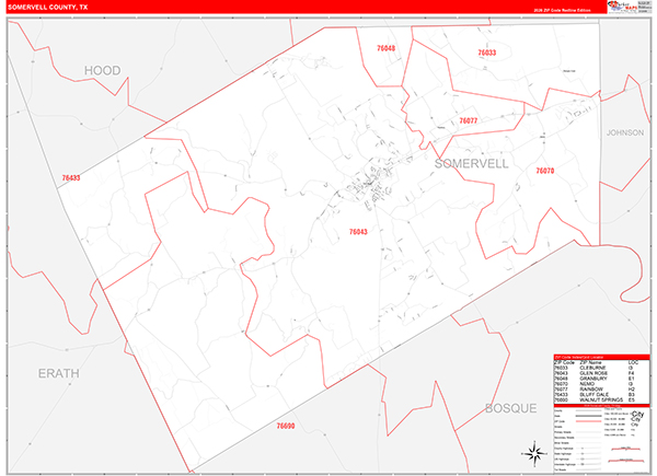 Somervell County, TX Zip Code Map