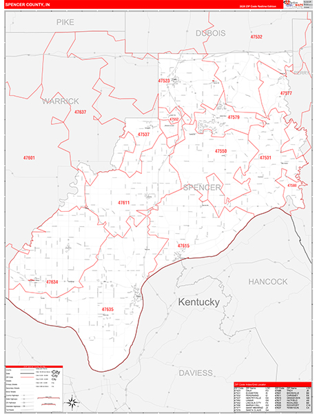 Spencer County, IN Zip Code Map