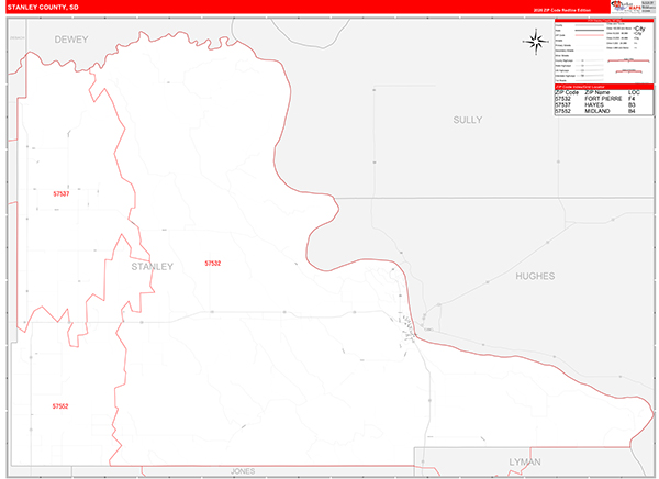 Stanley County, SD Carrier Route Wall Map