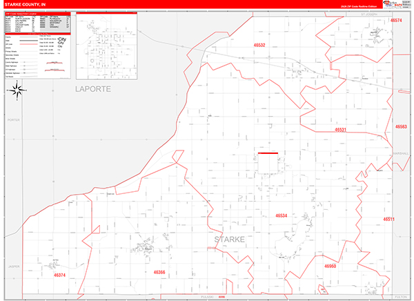 Starke County, IN Zip Code Map