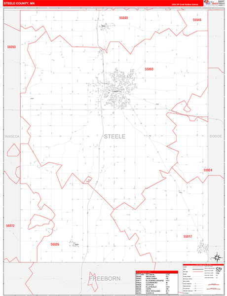 Steele County, MN Zip Code Map