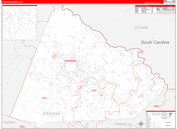 Stephens County, GA Zip Code Map