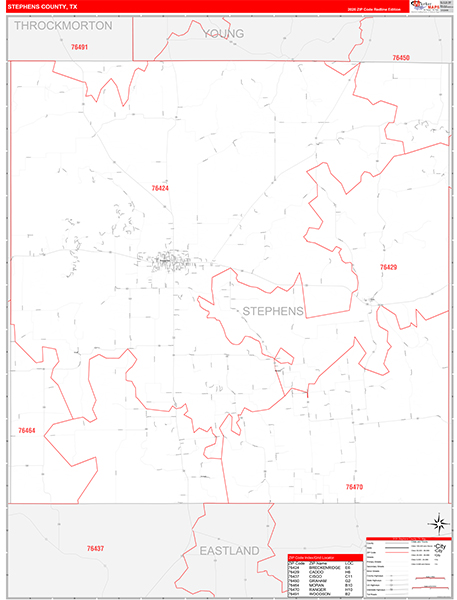 Stephens County, TX Zip Code Map