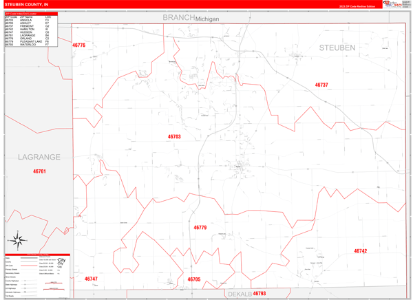 Steuben County Digital Map Red Line Style