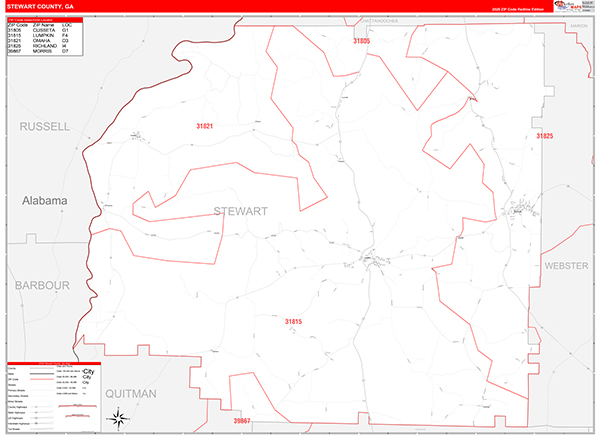 Stewart County, GA Zip Code Map
