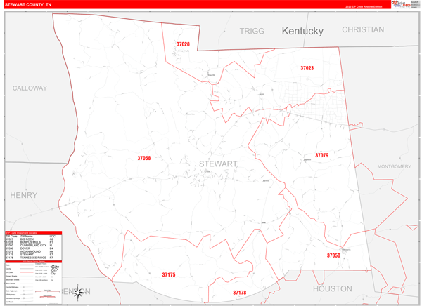 Stewart County Digital Map Red Line Style