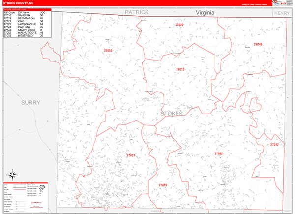 Stokes County, NC Zip Code Map