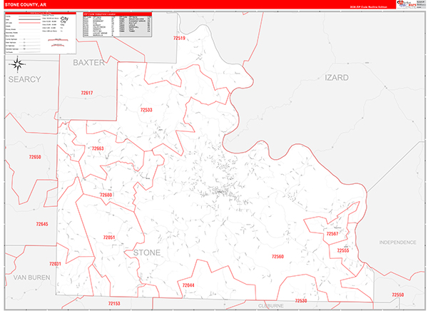Stone County, AR Zip Code Map