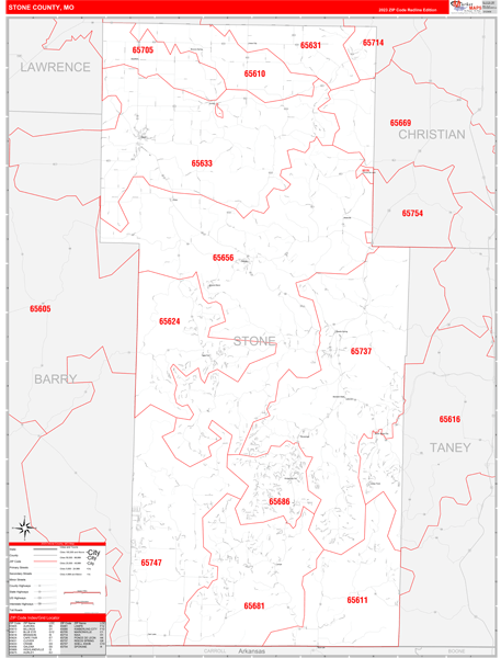Stone County, MO Zip Code Map