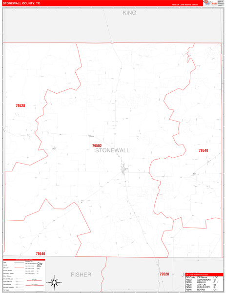 Stonewall County Digital Map Red Line Style