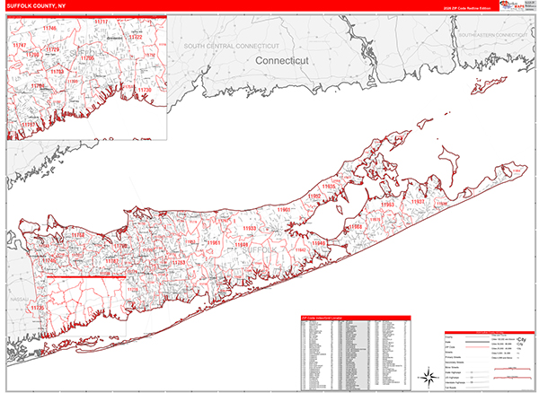 Suffolk County, NY Zip Code Map