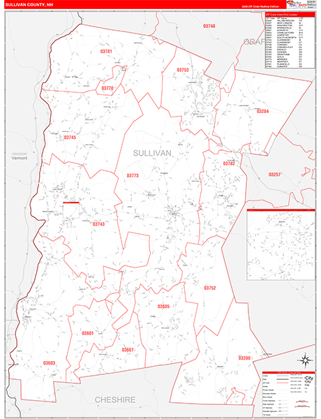 Sullivan County, NH Zip Code Map