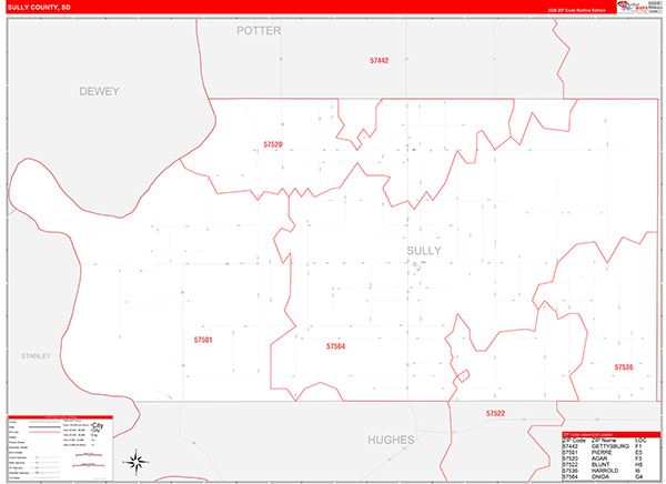 Sully County, SD Carrier Route Wall Map