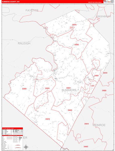 Summers County, WV Zip Code Map