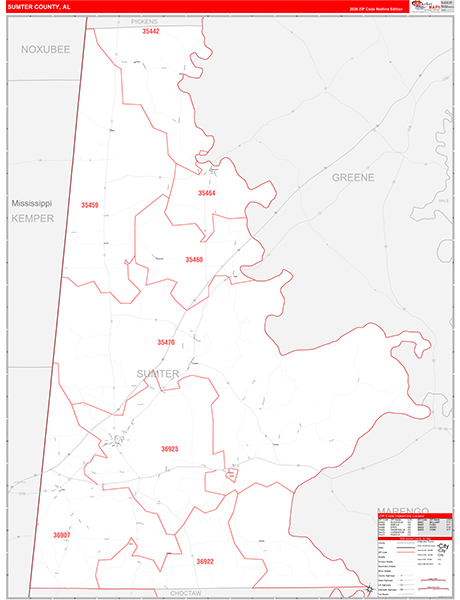 Sumter County, AL Zip Code Map
