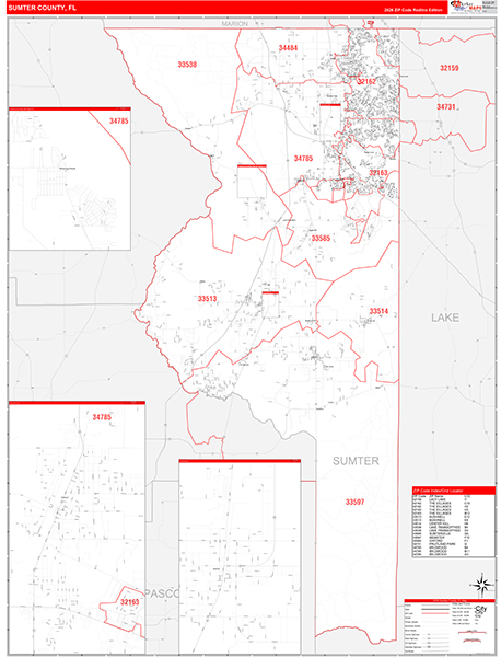 Sumter County, FL Zip Code Map