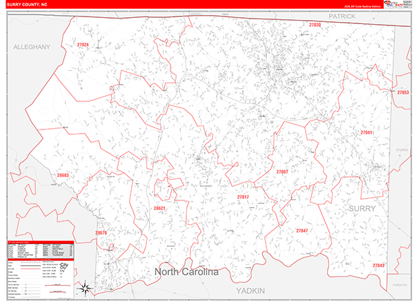 Surry County, NC Zip Code Map