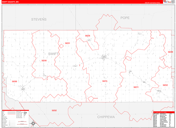 Swift County, MN Zip Code Map