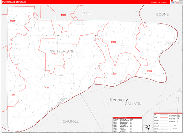 Switzerland County, IN Zip Code Map