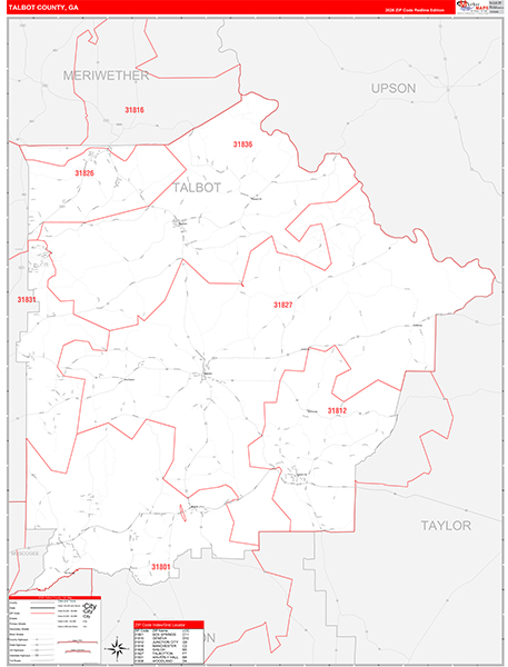 Talbot County, GA Zip Code Map