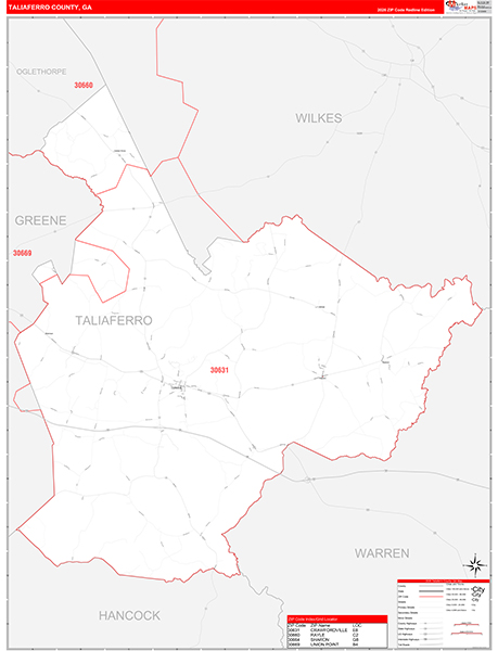 Taliaferro County, GA Zip Code Map