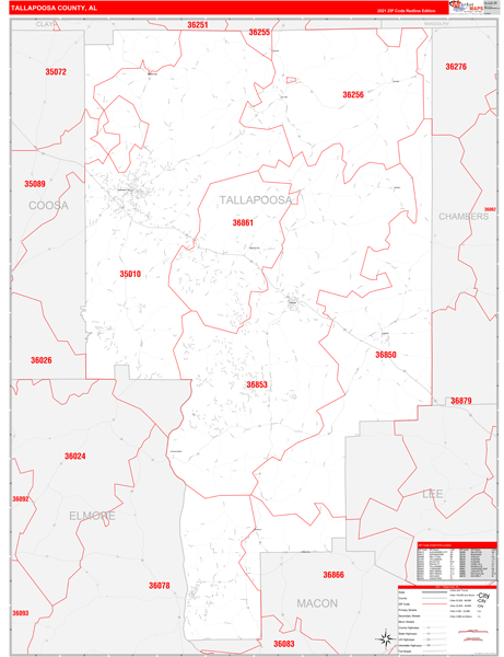 Tallapoosa County Digital Map Red Line Style