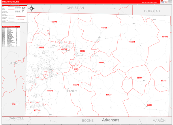 Taney County Digital Map Red Line Style
