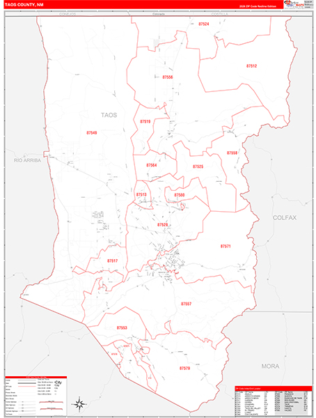 Taos County, NM Zip Code Map