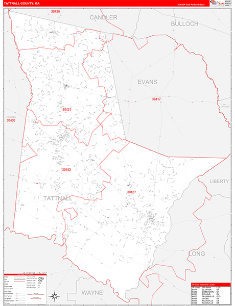 Tattnall County, GA Zip Code Map