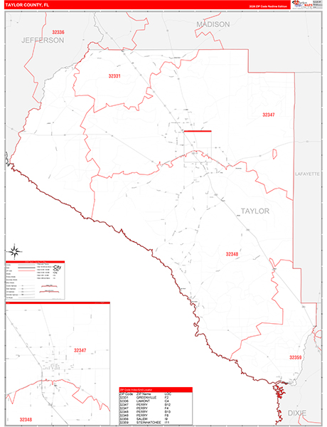 Taylor County, FL Zip Code Map