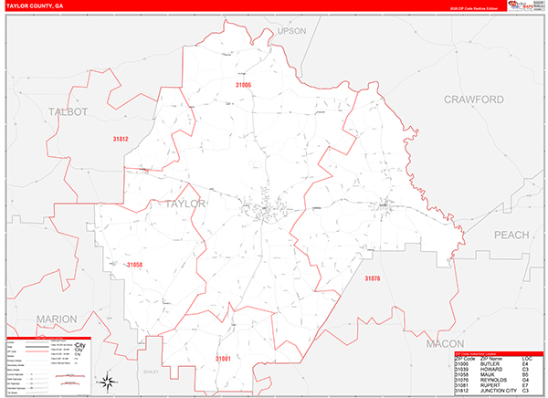 Taylor County, GA Zip Code Map