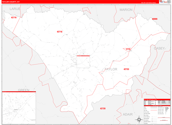 Taylor County Digital Map Red Line Style