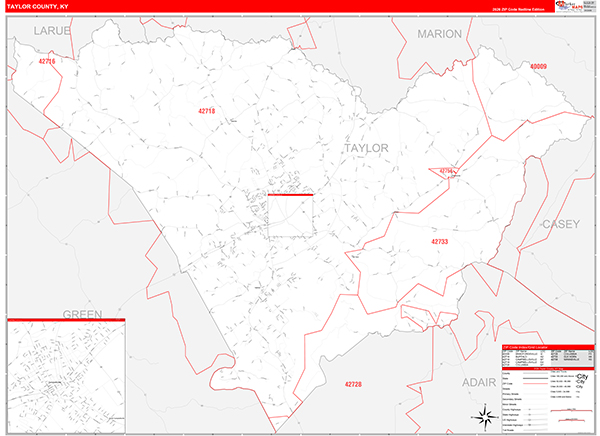 Taylor County, KY Zip Code Map