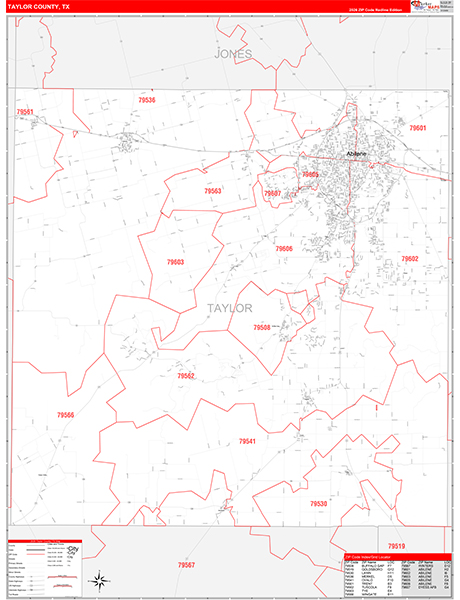 Taylor County, TX Zip Code Map