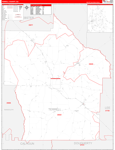 Terrell County, GA Zip Code Map