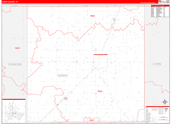 Terry County, TX Zip Code Map