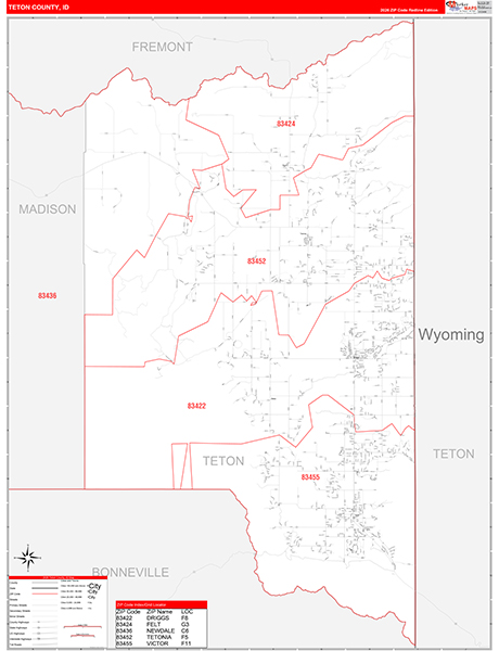 Teton County, ID Zip Code Map