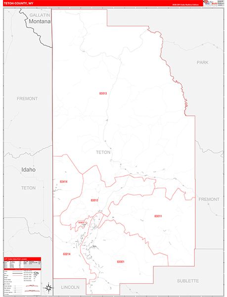 Teton County, WY Zip Code Map