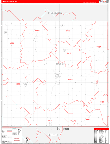 Thayer County, NE Zip Code Map