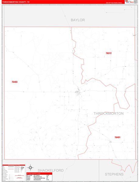 Throckmorton County Digital Map Red Line Style