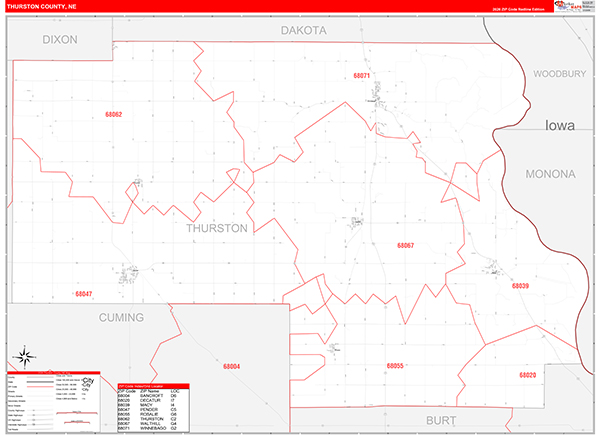 Thurston County, NE Zip Code Map
