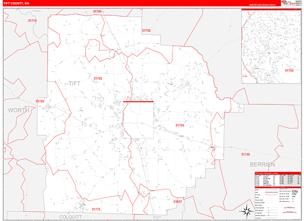 Tift County, GA Zip Code Map