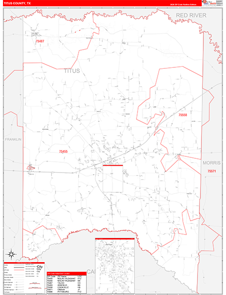 Titus County, TX Zip Code Map
