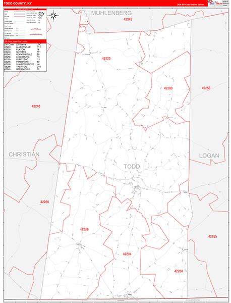 Todd County, KY Zip Code Map