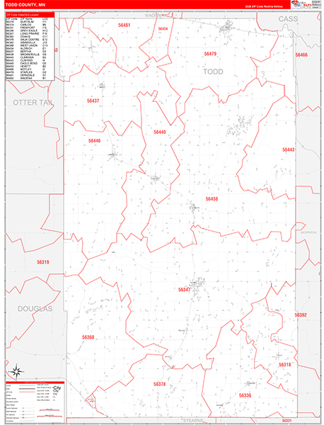 Todd County, MN Zip Code Map