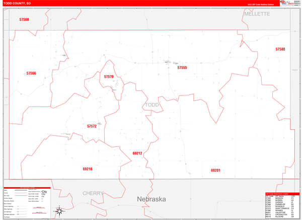 Todd County Digital Map Red Line Style